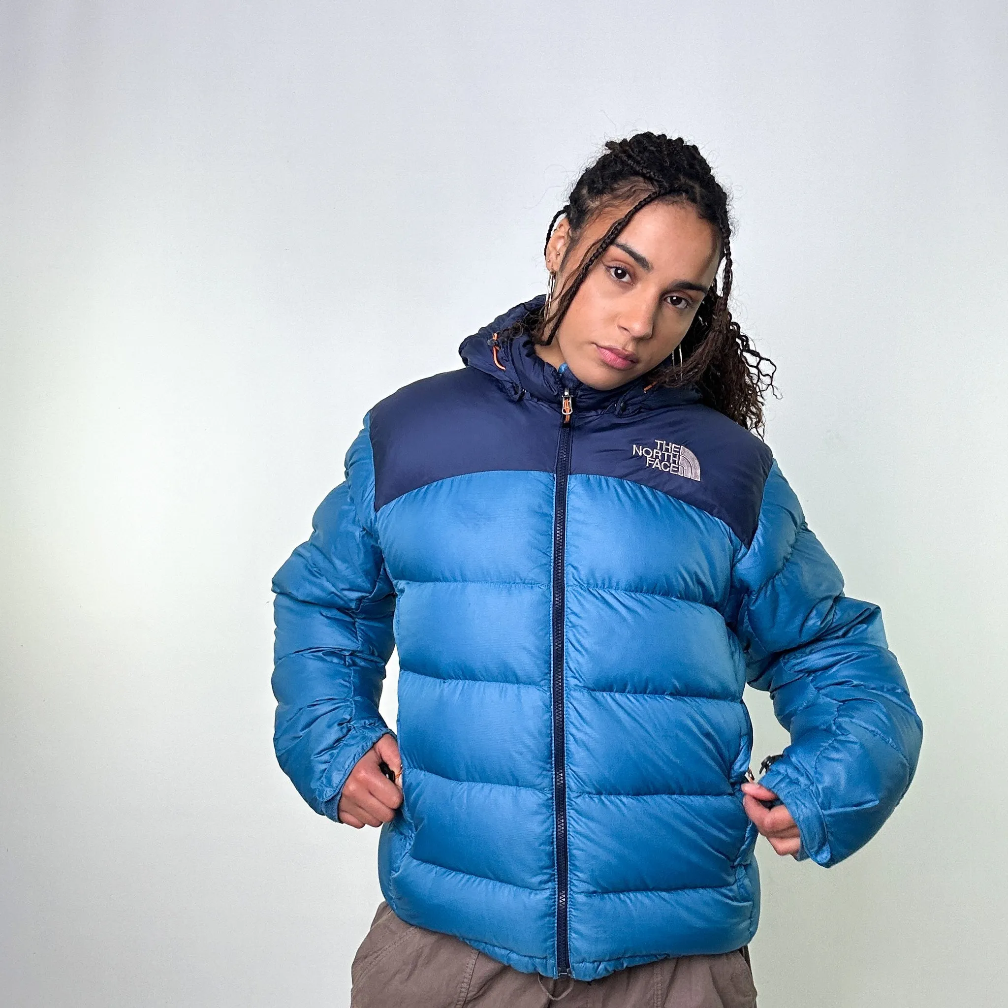 Light Blue 90s The North Face 700 Series Puffer Jacket Coat (M)