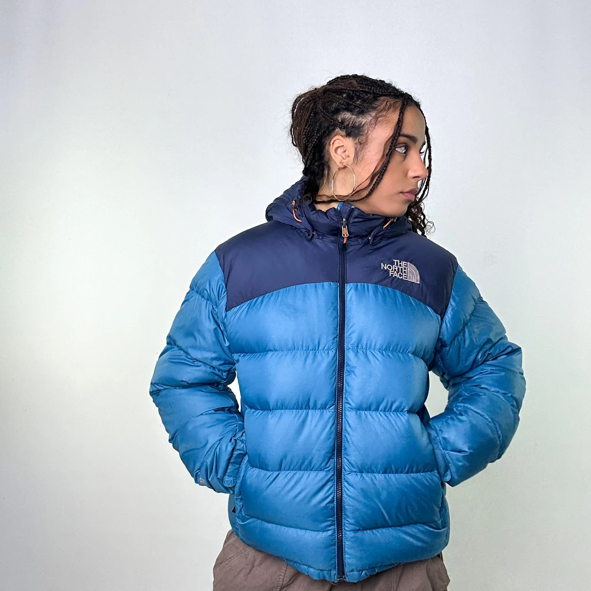 Light Blue 90s The North Face 700 Series Puffer Jacket Coat (M)