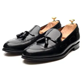 'Lincoln' Black Leather Tassel Loafers UK 12 F