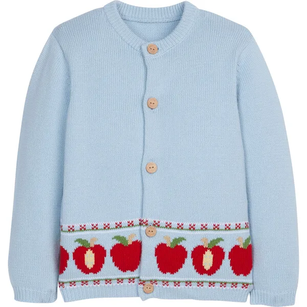 Little English Intarsia Cardigan, Apple