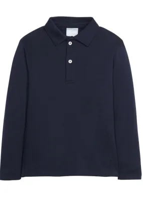 Little English Long Sleeve Polo in Navy