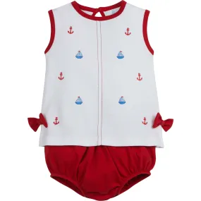 Little English Suzy Bow Diaper Set, Nautical