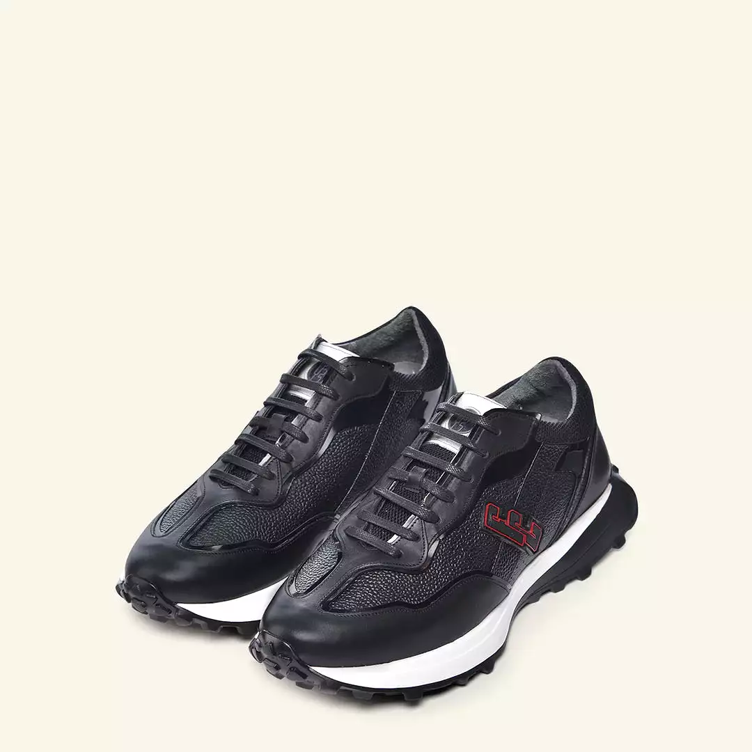 M44TSNI - Cuadra black casual fashion cowhide leather sneakers for men