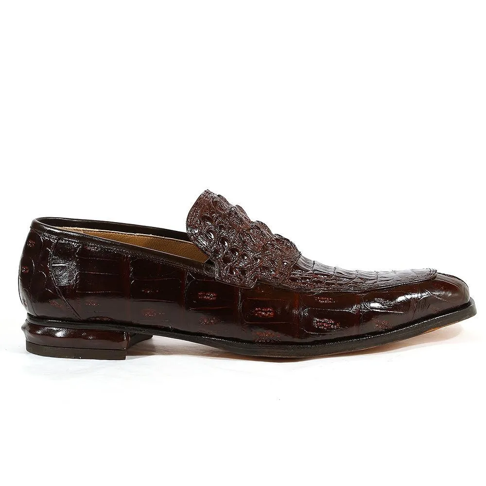 Mauri Italian Men's Shoes Sport Rust Romeo Hornback Crocodile Loafers 4615 (MA1110)