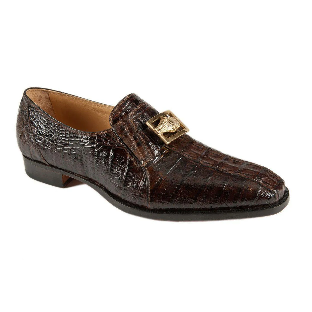 Mauri Men's Designer Shoes Brown Exotic Hornback Crocodile Loafers 4739-1 (MAO1021)