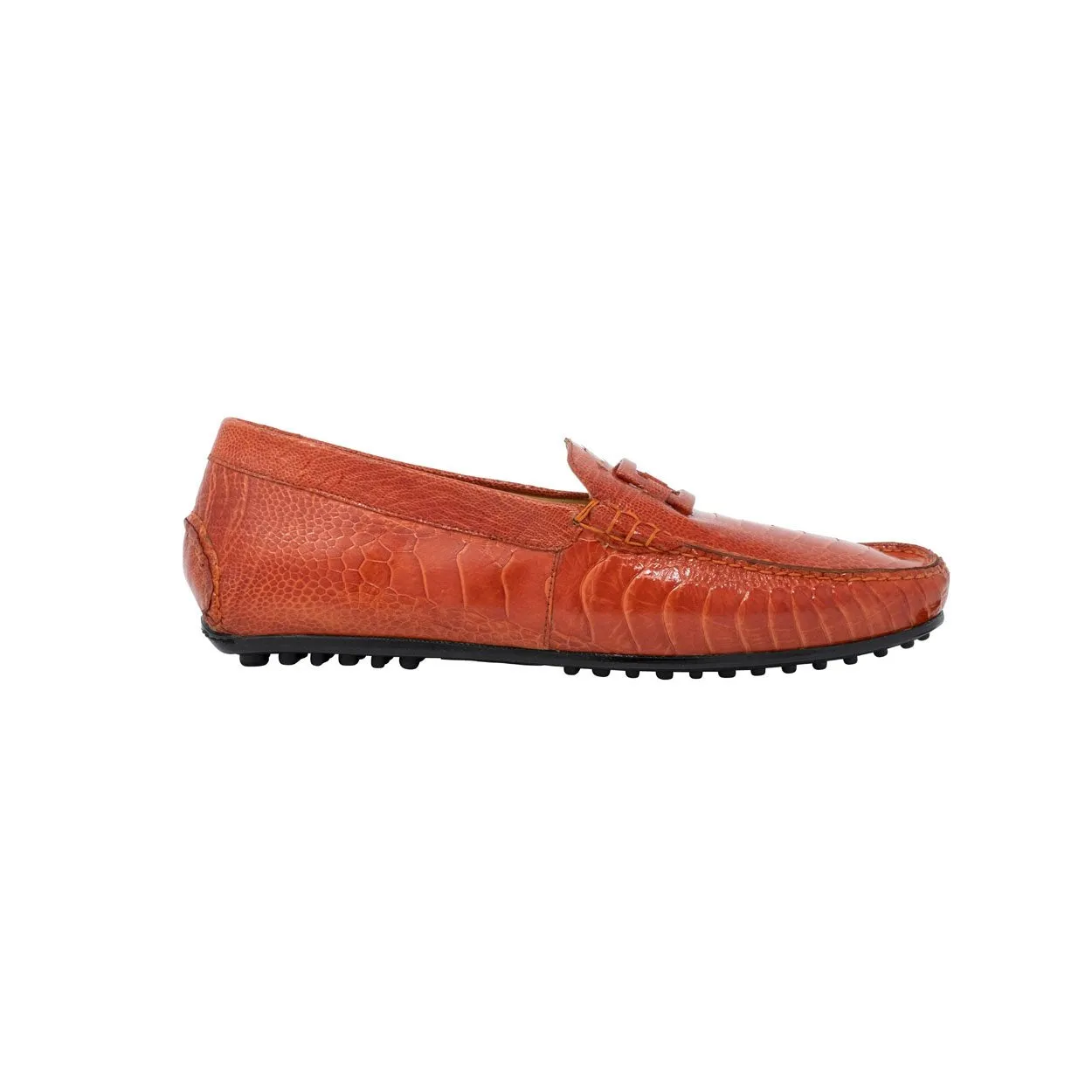 Mauri Scenic Men's Designer Shoes Gerbera Red Exotic Ostrich Loafers 3405 (MA5118)