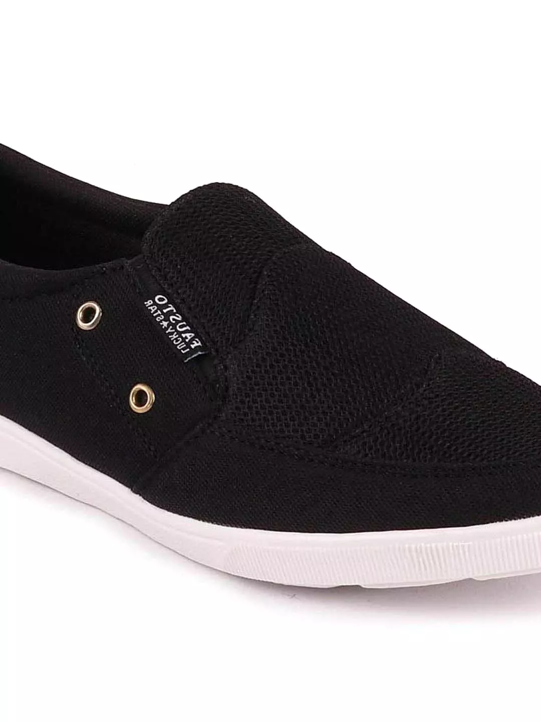 Men Black Casual Canvas Slip-On Loafers