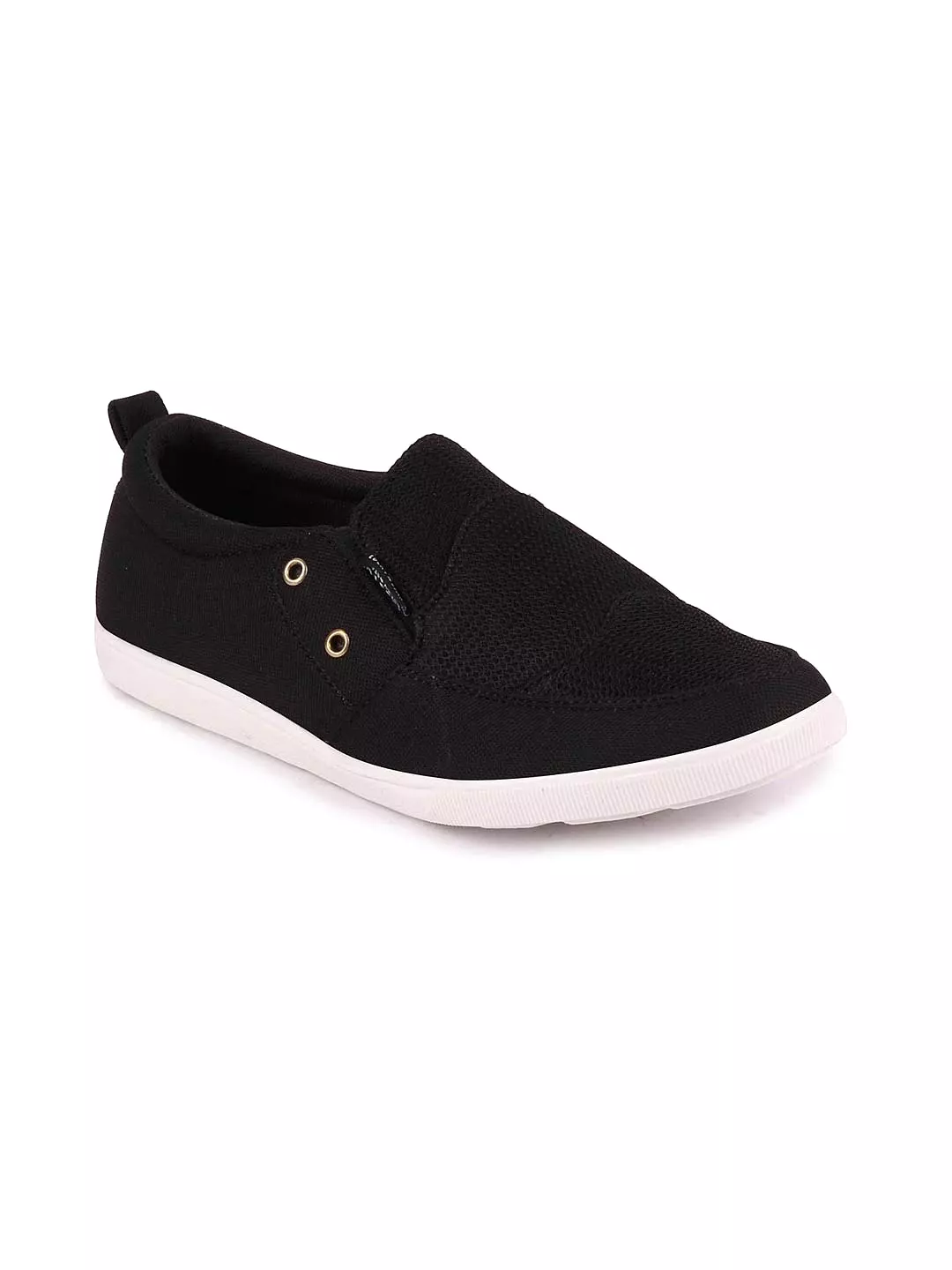 Men Black Casual Canvas Slip-On Loafers