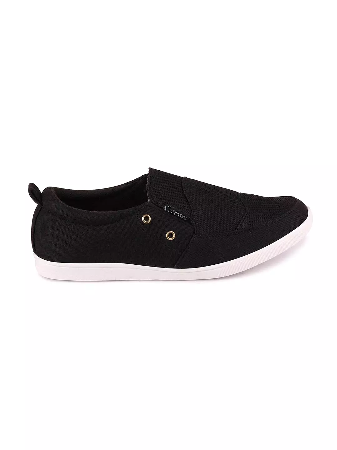 Men Black Casual Canvas Slip-On Loafers