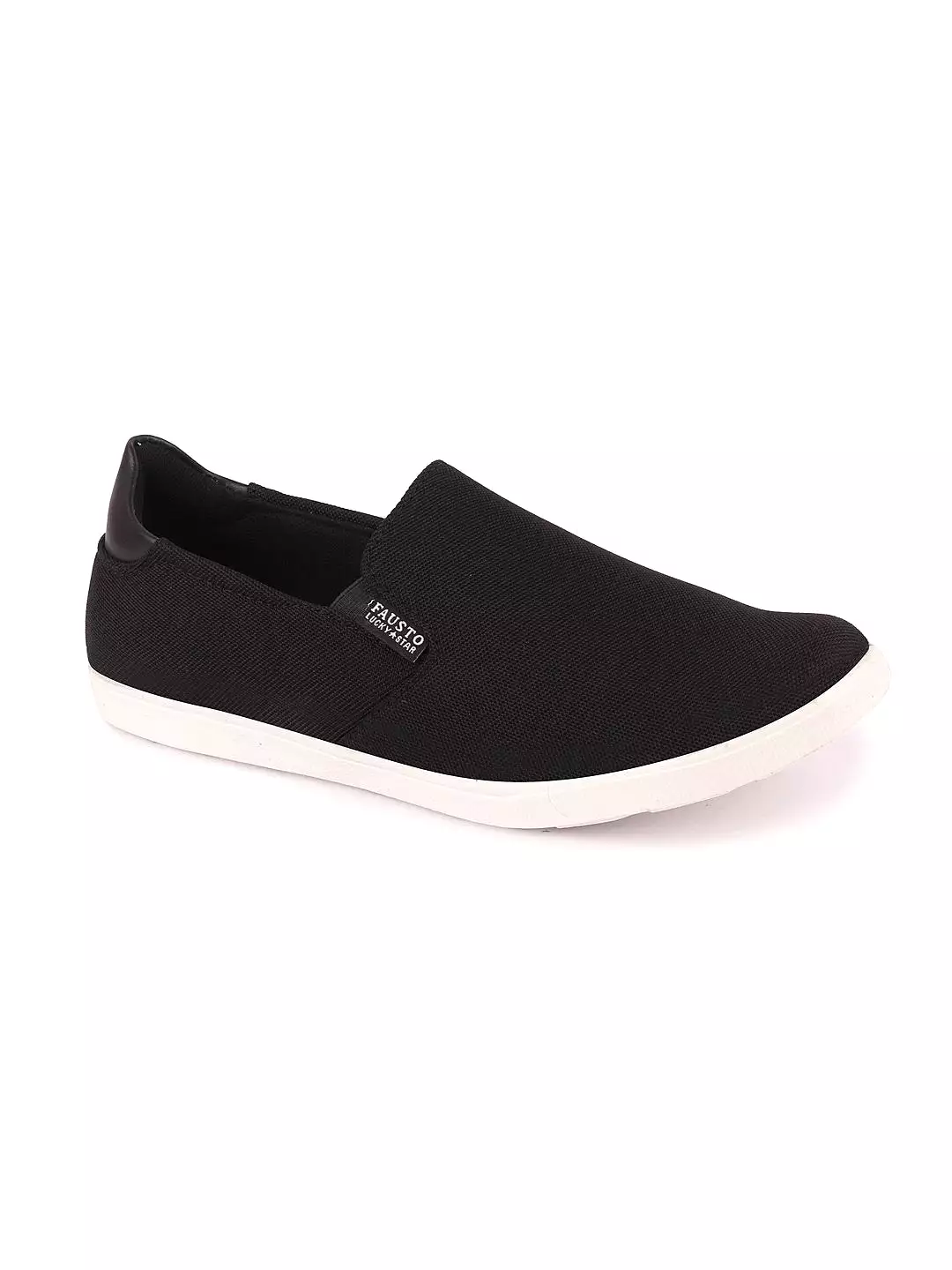 Men Black Casual Canvas Slip-On Loafers