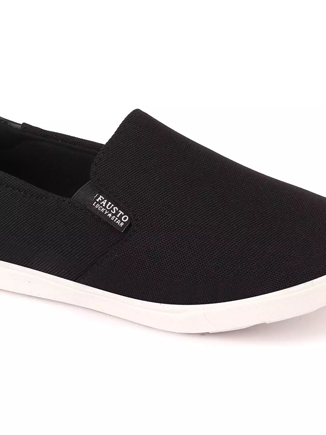 Men Black Casual Canvas Slip-On Loafers