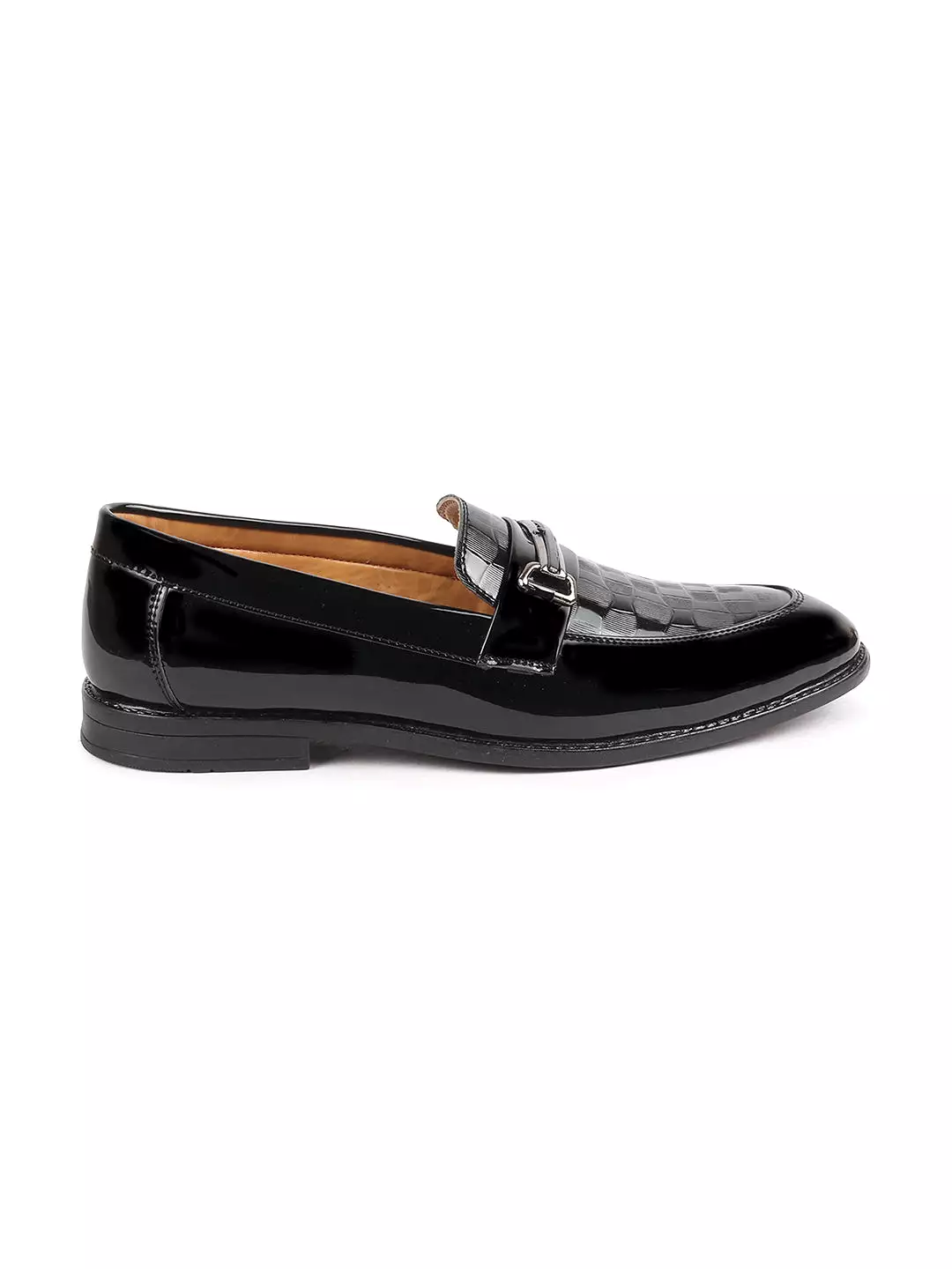 Men Black Casual Patent Leather Slip-On Loafers