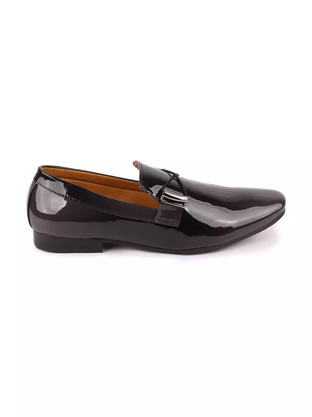 Men Black Casual Patent Leather Slip-On Loafers