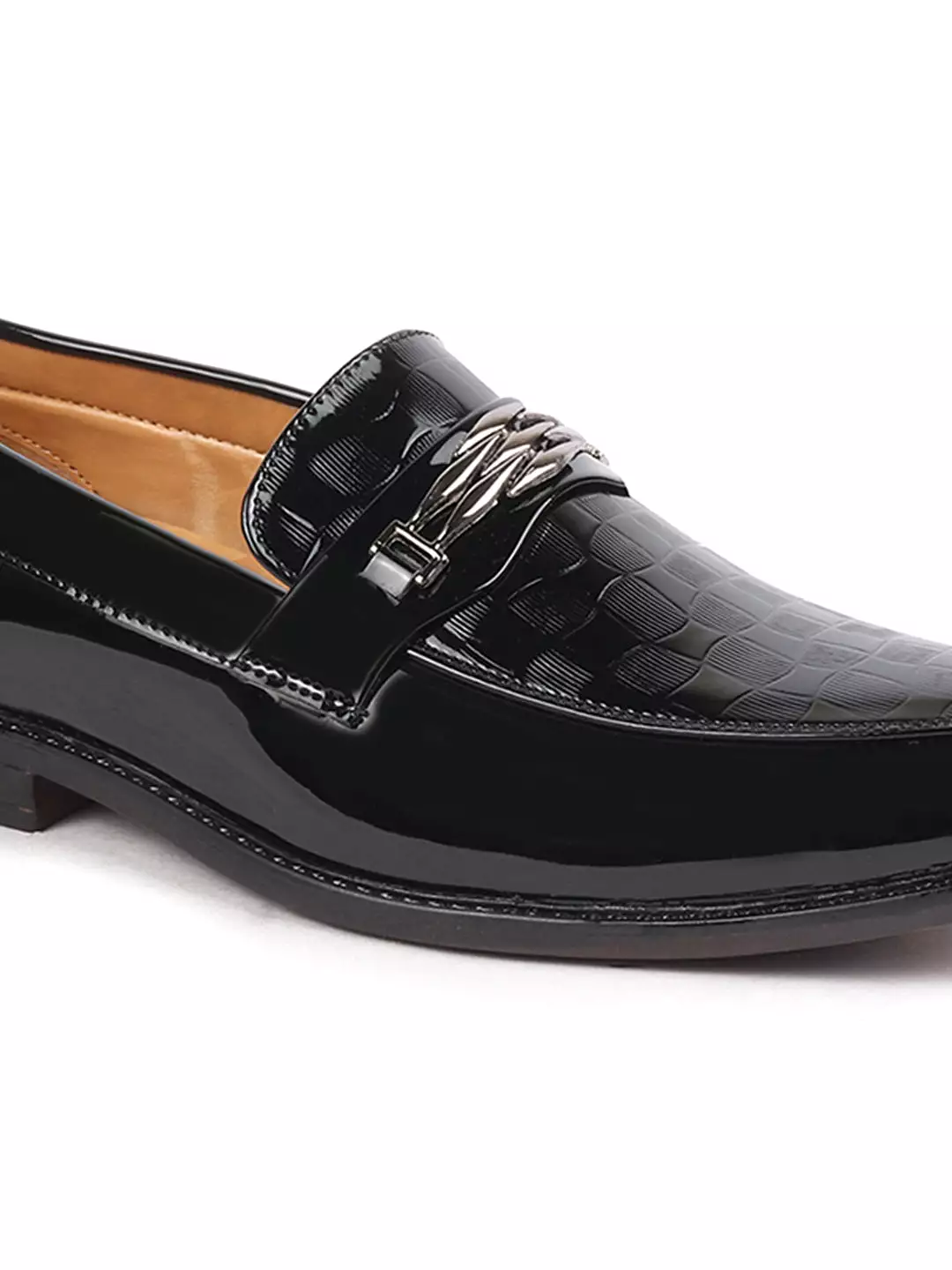 Men Black Casual Patent Leather Slip-On Loafers