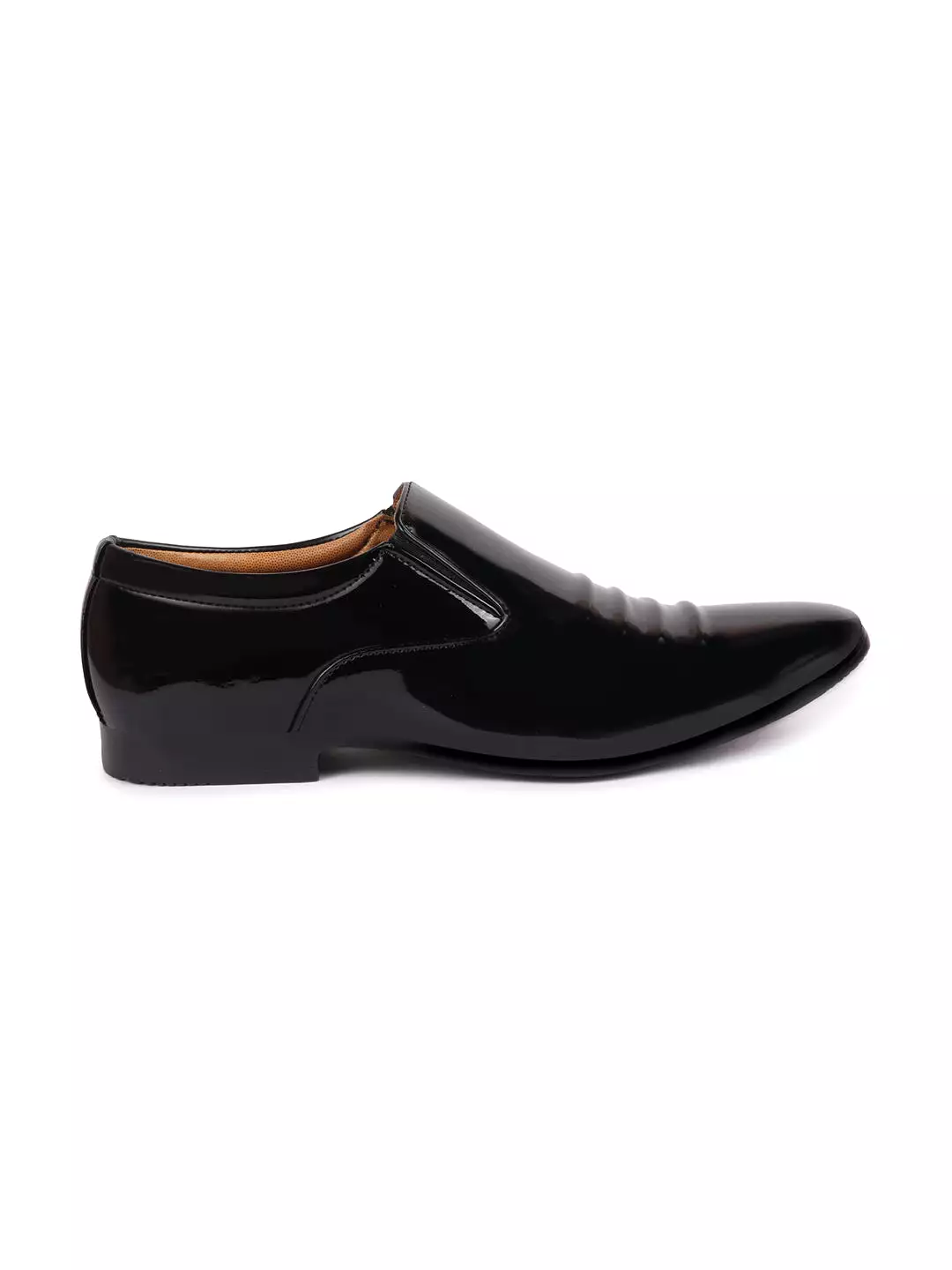 Men Black Casual Patent Leather Slip-On Loafers