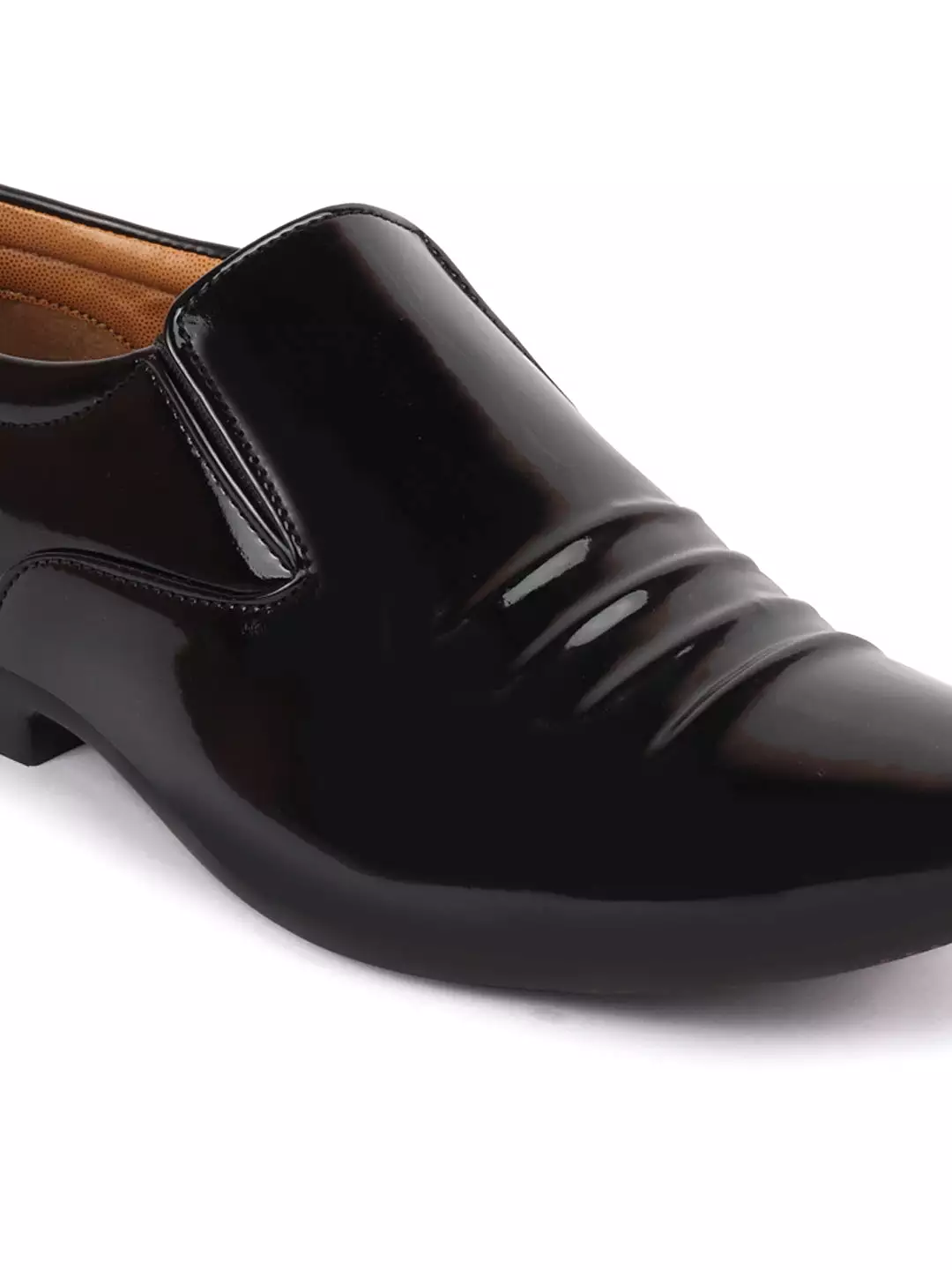 Men Black Casual Patent Leather Slip-On Loafers