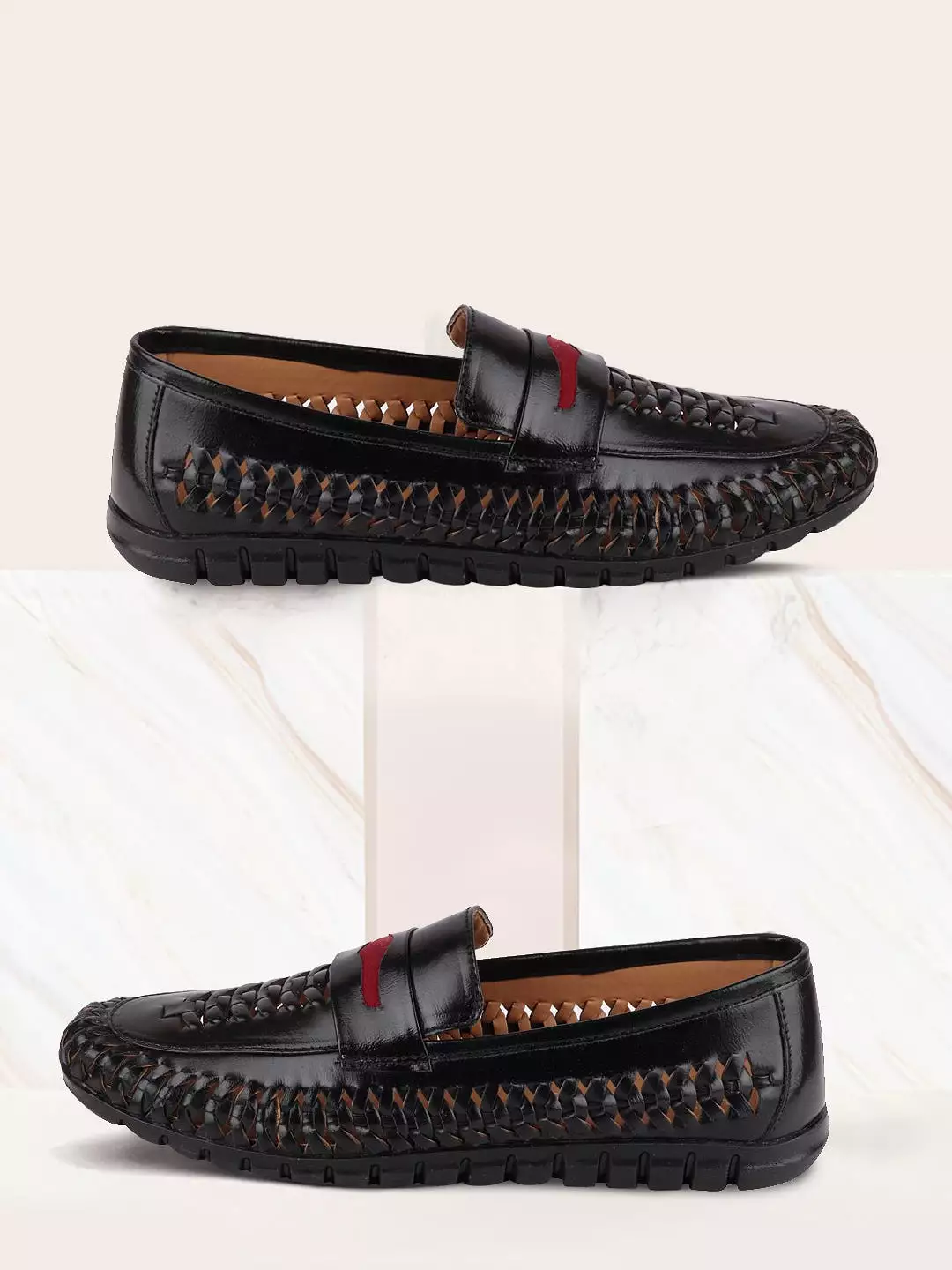 Men Black Casual Slip-On Knitted Shoes