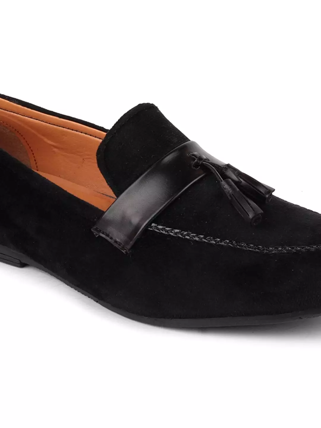 Men Black Casual Velvet Slip-On Loafers