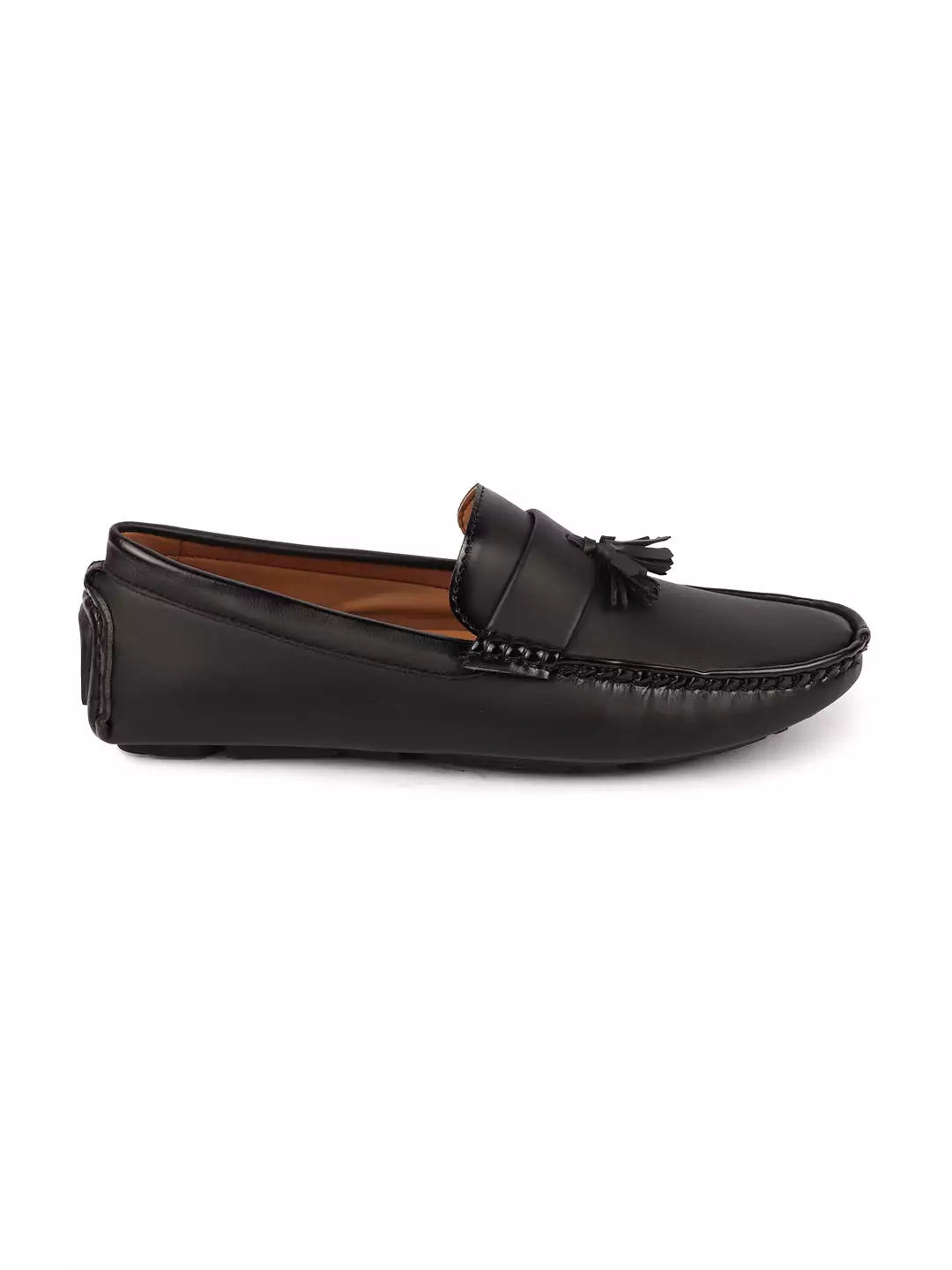 Men Black Driving Outdoor Tassel Loafer and Moccasin Shoes