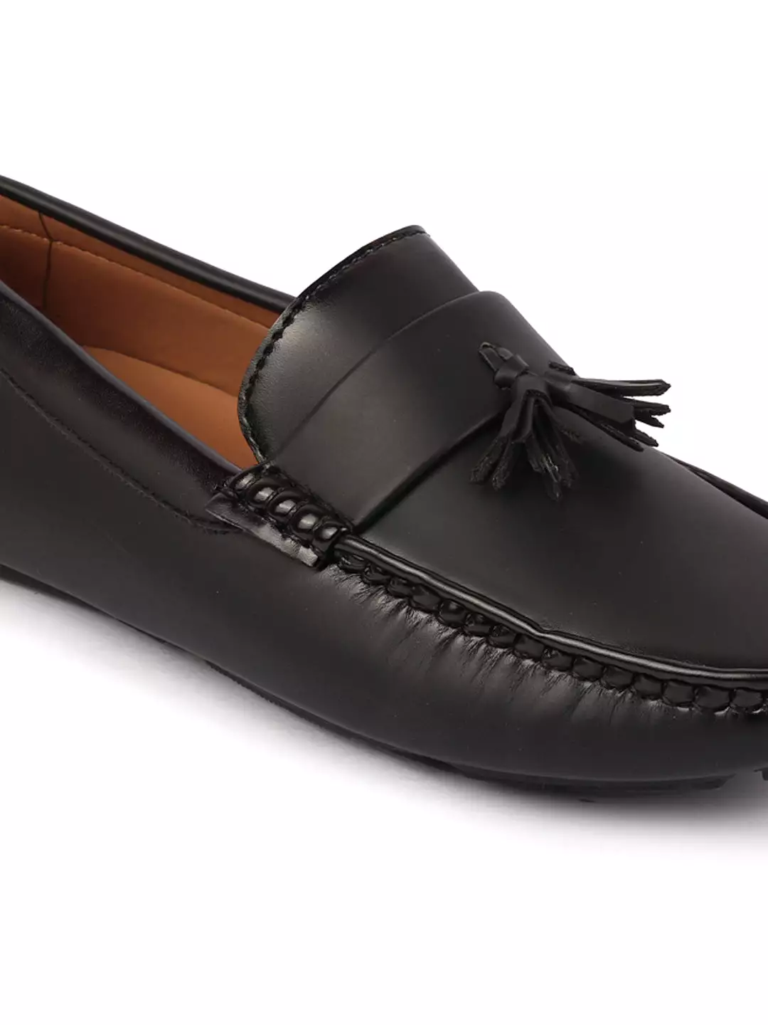 Men Black Driving Outdoor Tassel Loafer and Moccasin Shoes