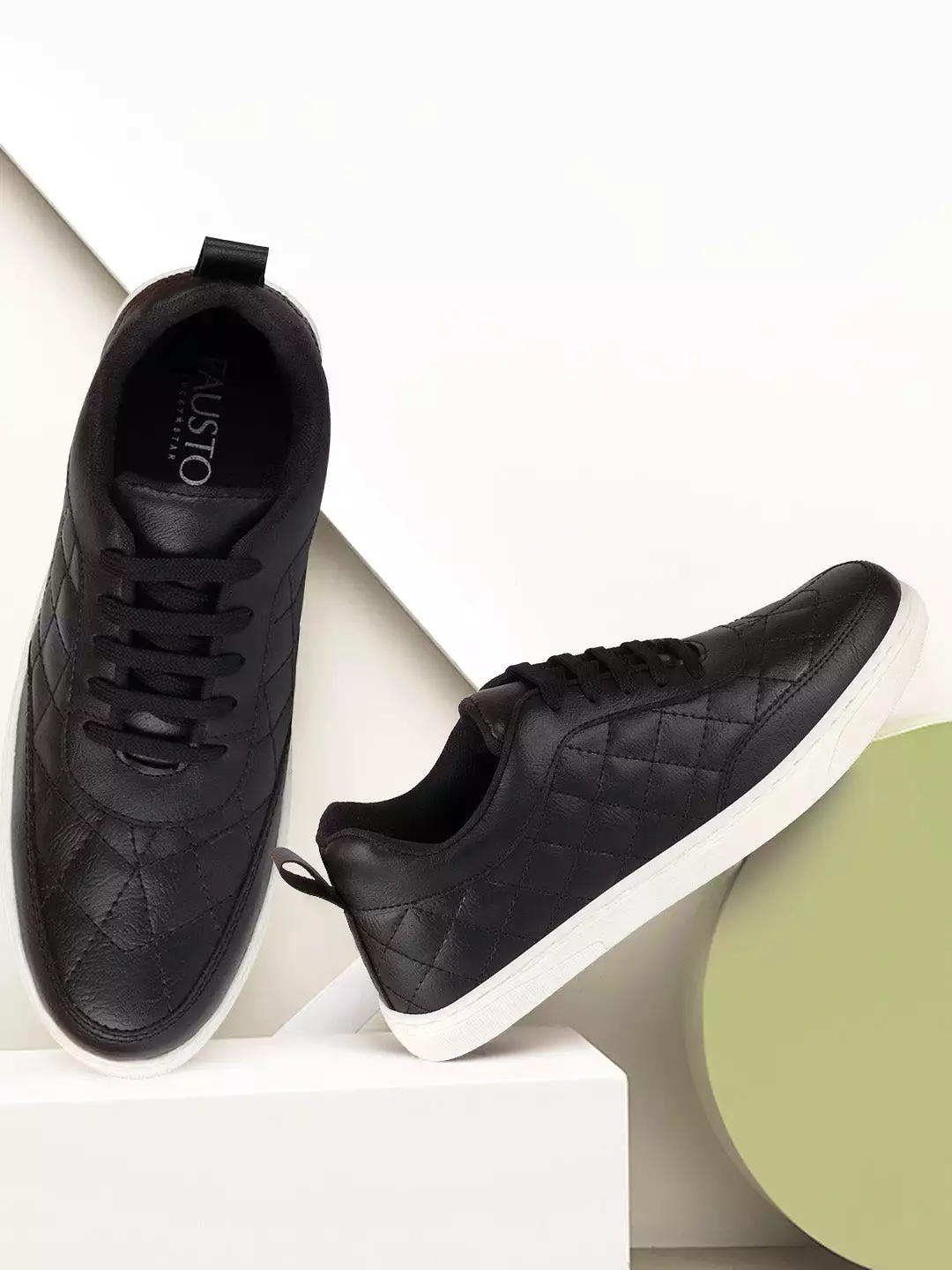 Men Black Lace Up Classic Sneakers