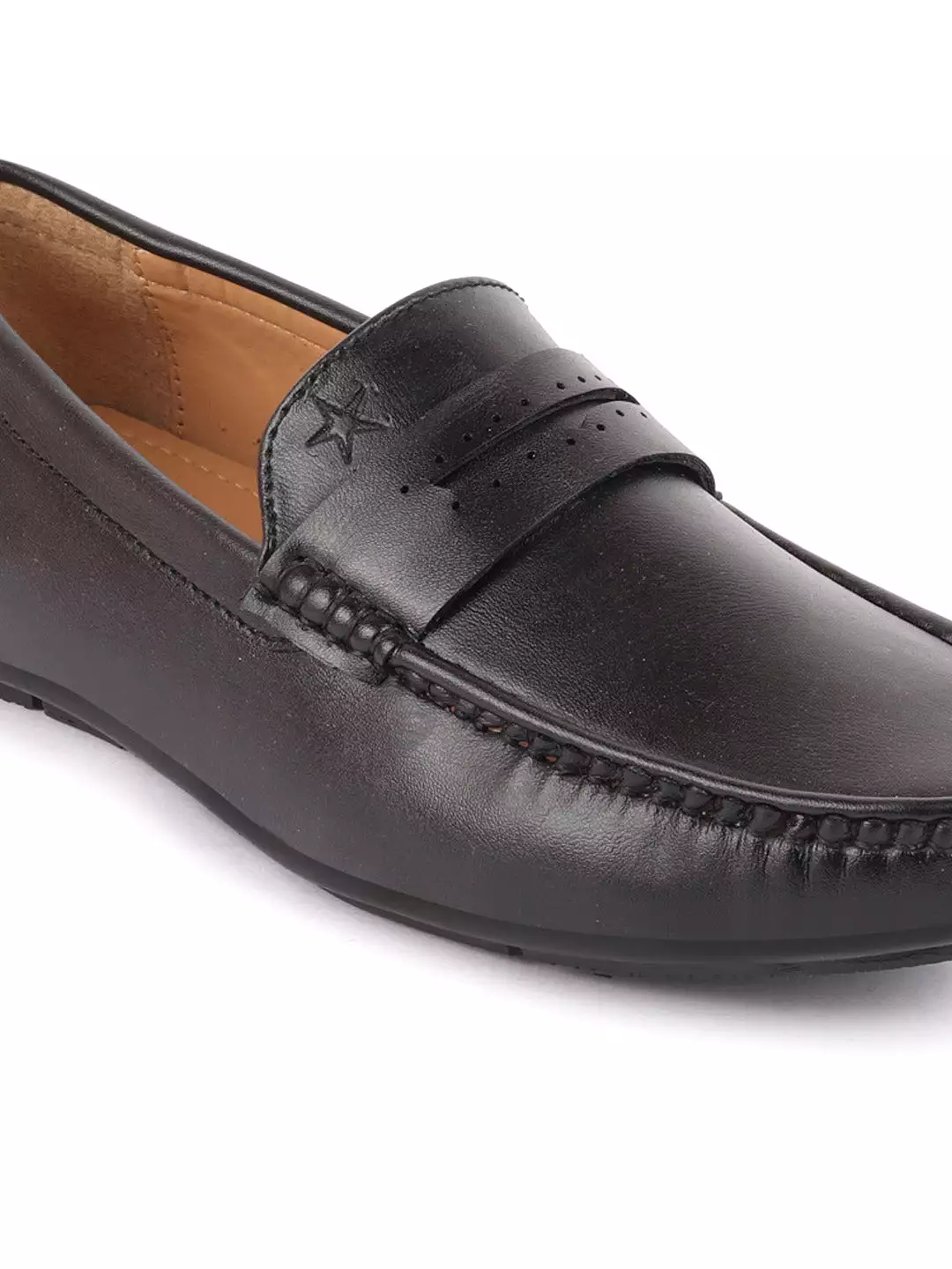 Men Black Slip On Hand Stitched Driving Loafers Casual Shoes