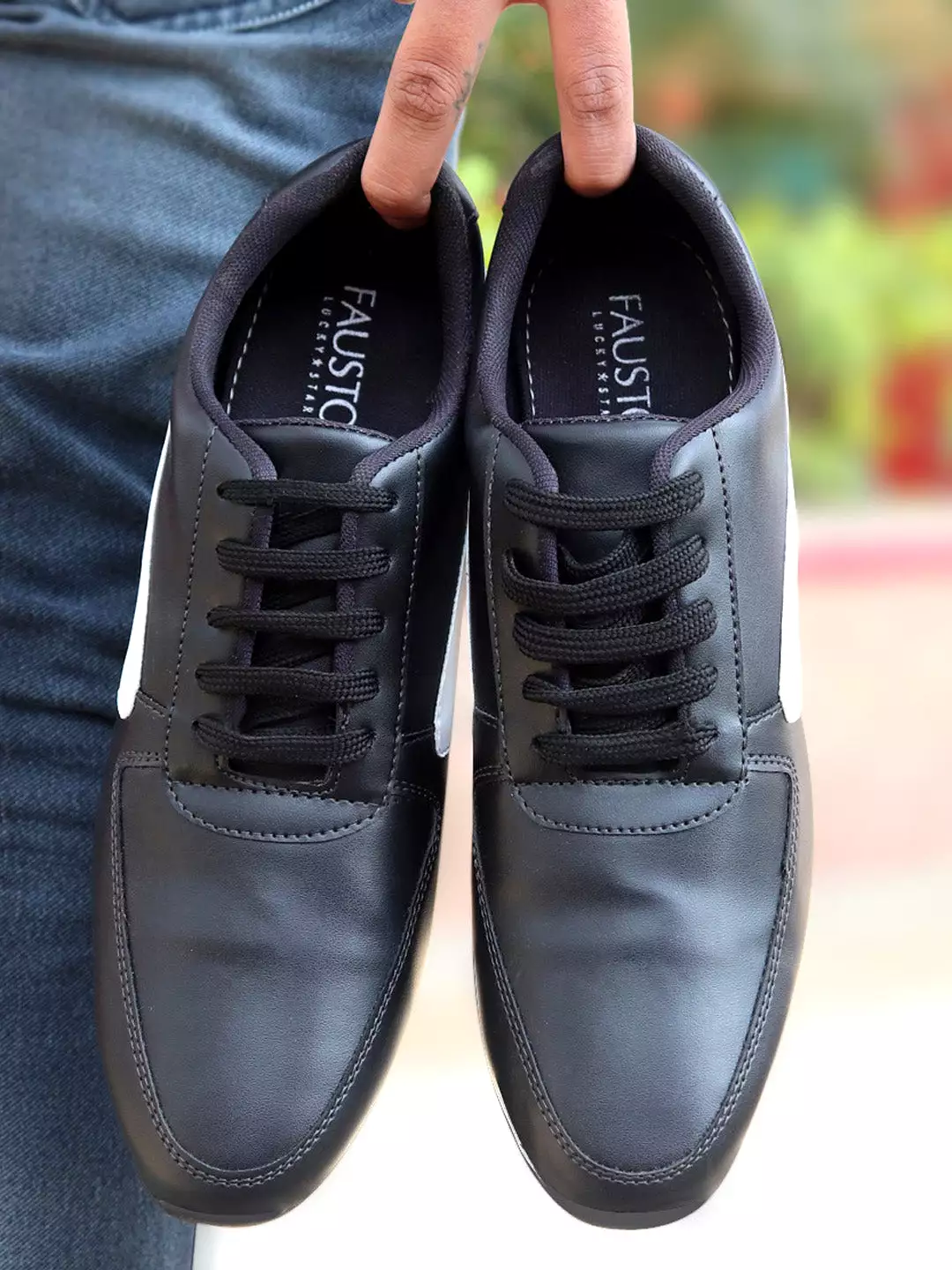 Men Black Trendy Lace Up Sneakers