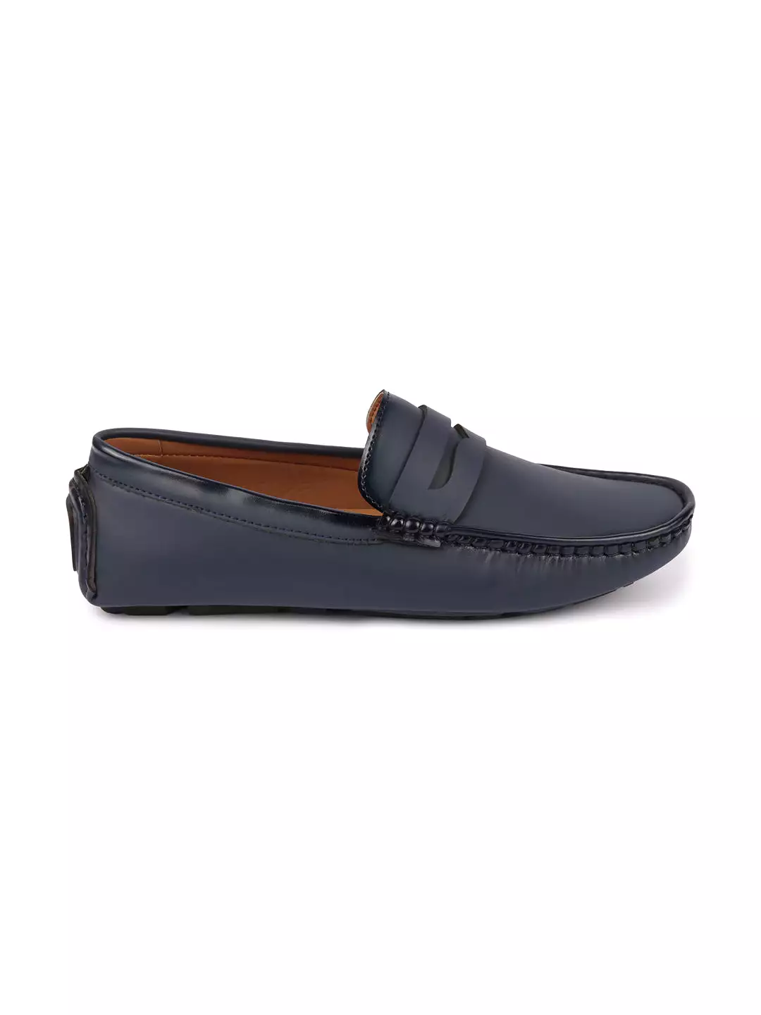 Men Blue Hand Stitched Comfort Loafer and Moccasin Shoes