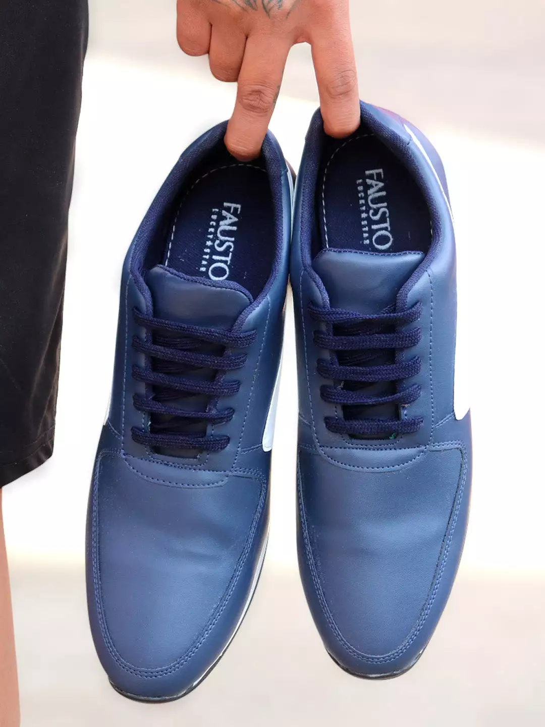 Men Blue Trendy Lace Up Sneakers