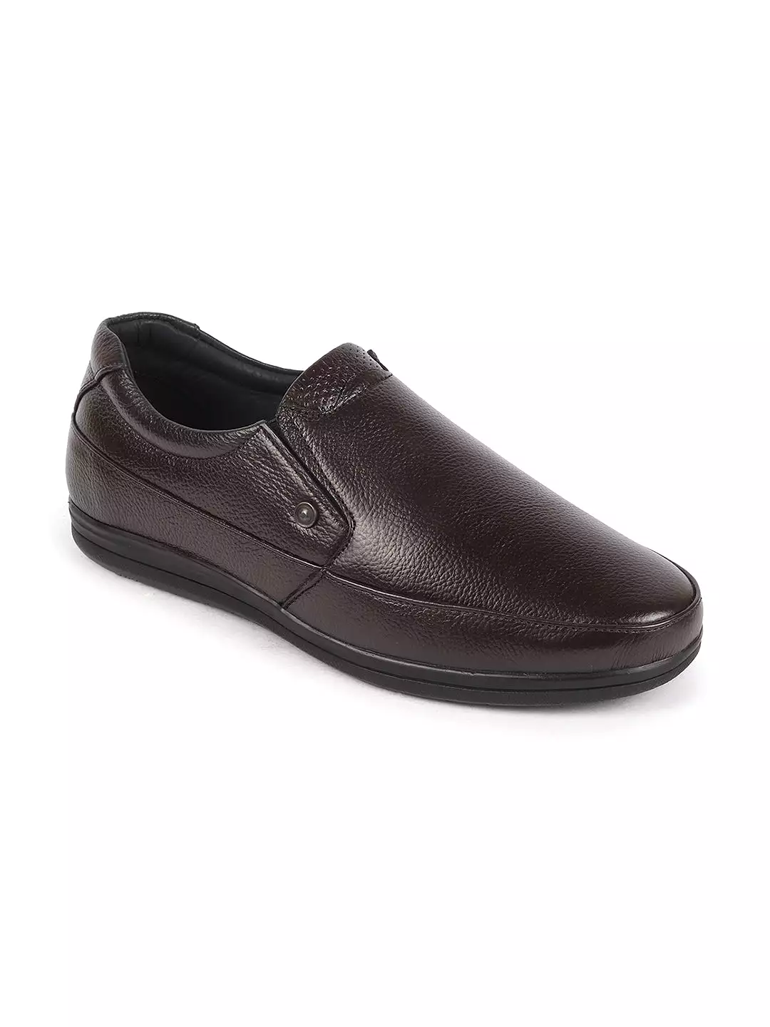 Men Brown Formal Office Genuine Leather Slip On Shoes