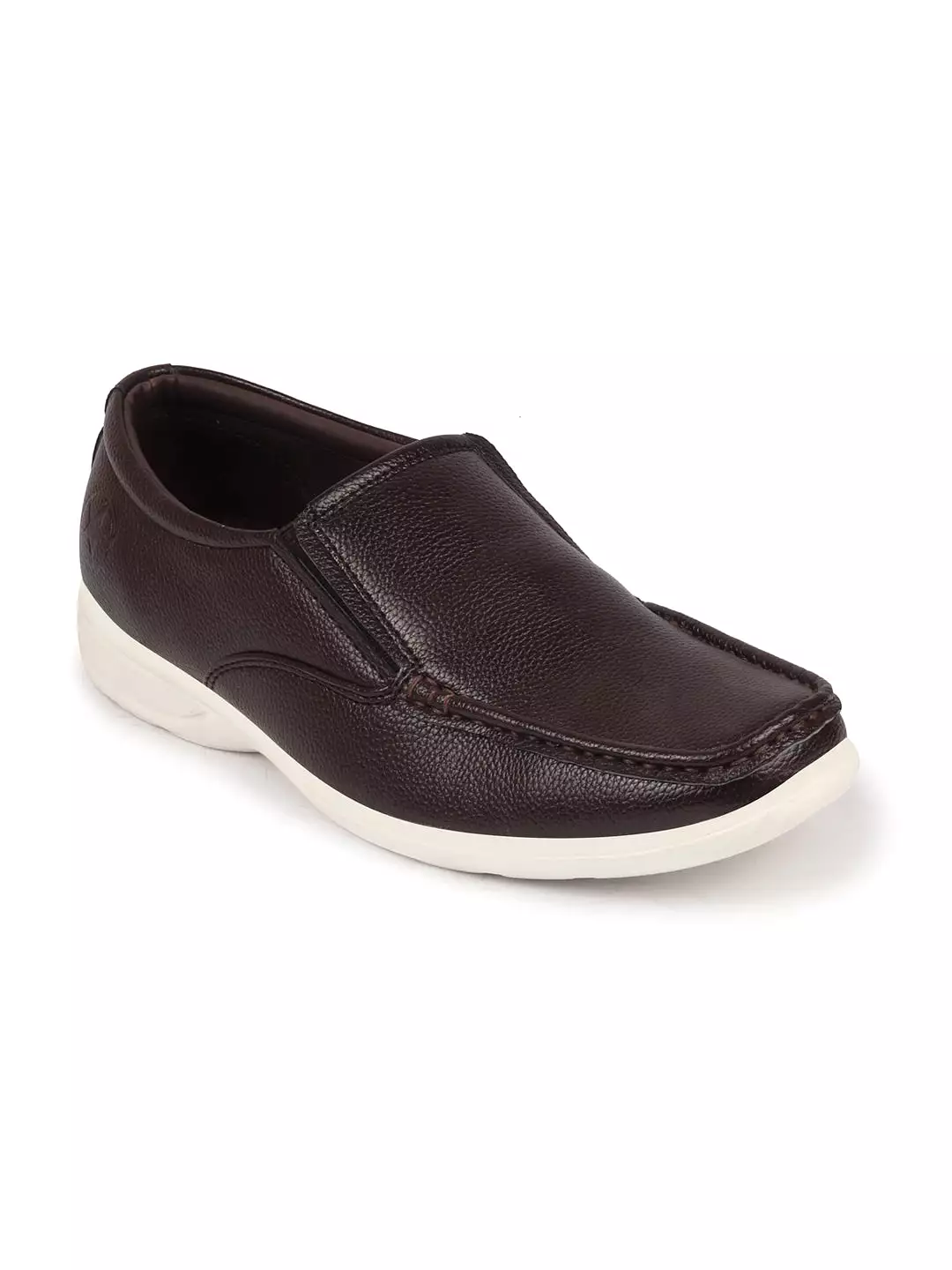 Men Brown Side Stitched Casual Comfort Slip-On Loafer Shoes