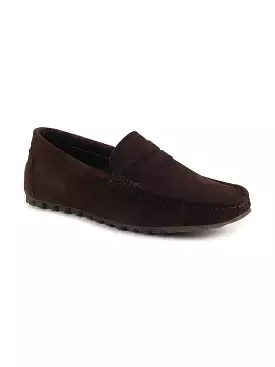 Men Brown Suede Leather Side Stitched Slip On Driving Loafers and Mocassin