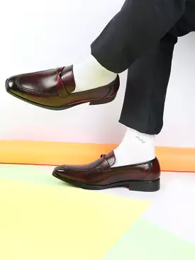 Men Cherry Strap Design Wedding Party Genuine Leather Slip On Loafer Shoes