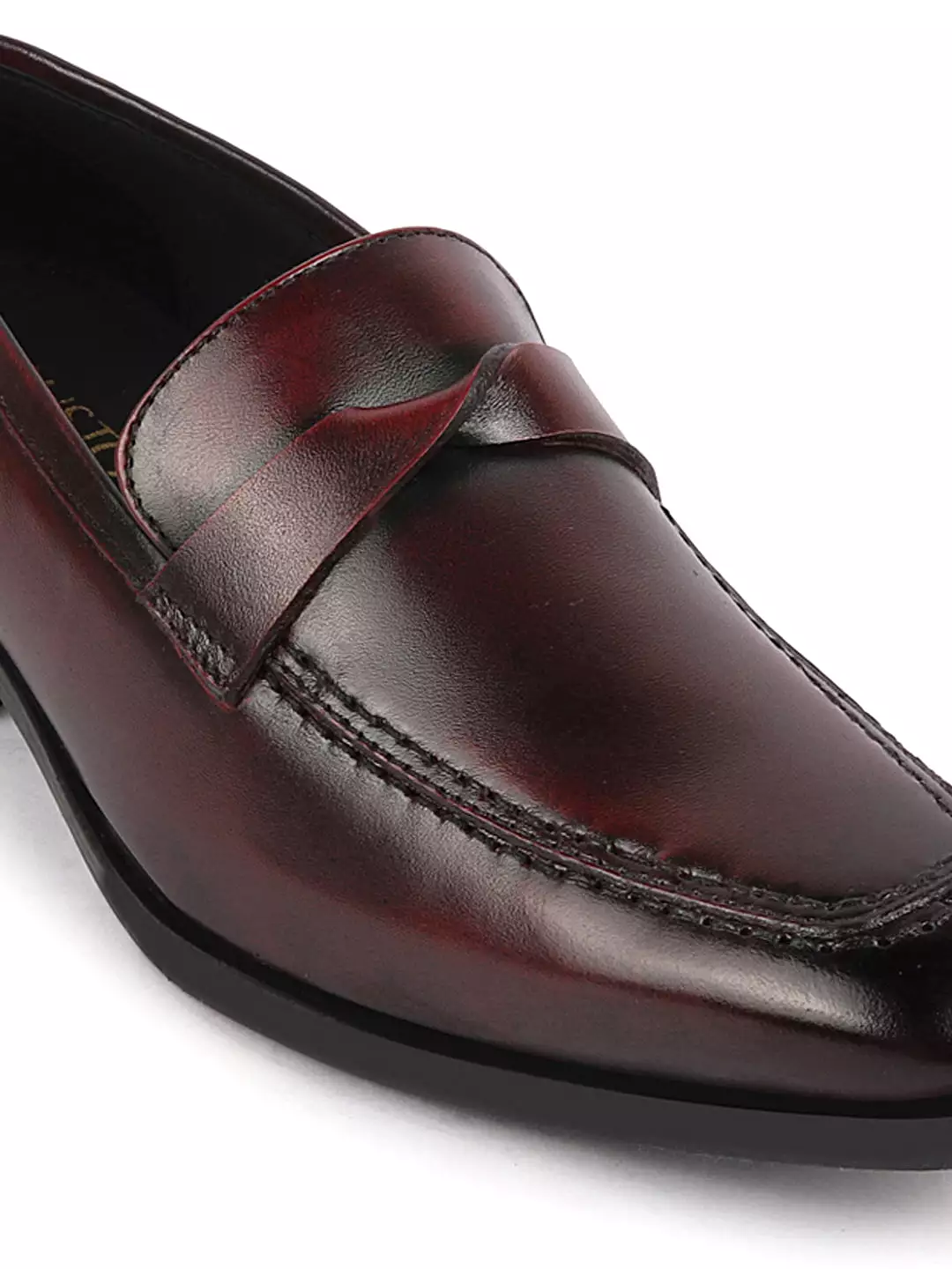 Men Cherry Strap Design Wedding Party Genuine Leather Slip On Loafer Shoes