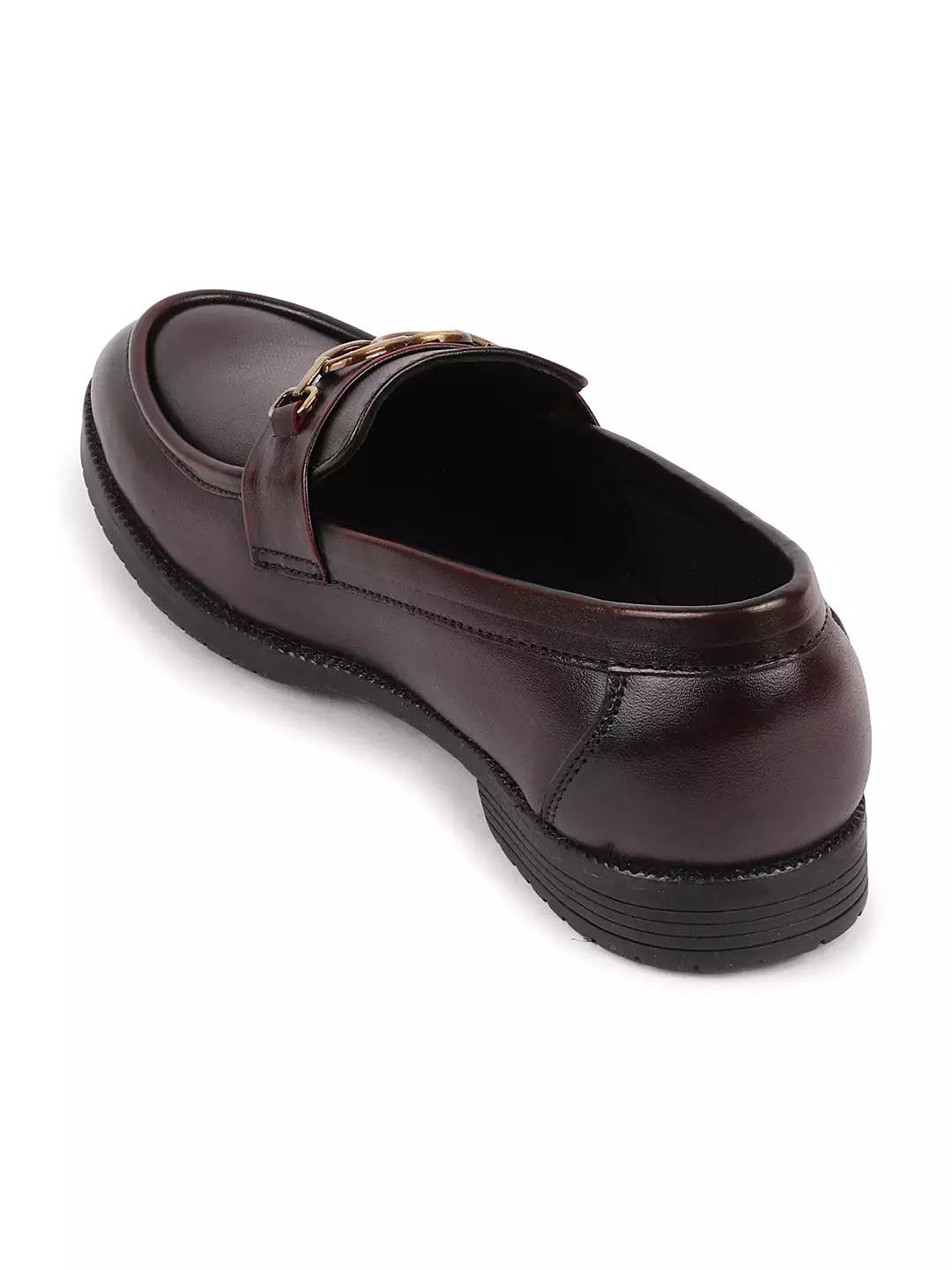 Men Cherry Wedding Party Genuine Leather Buckle Slip On Loafer Shoes