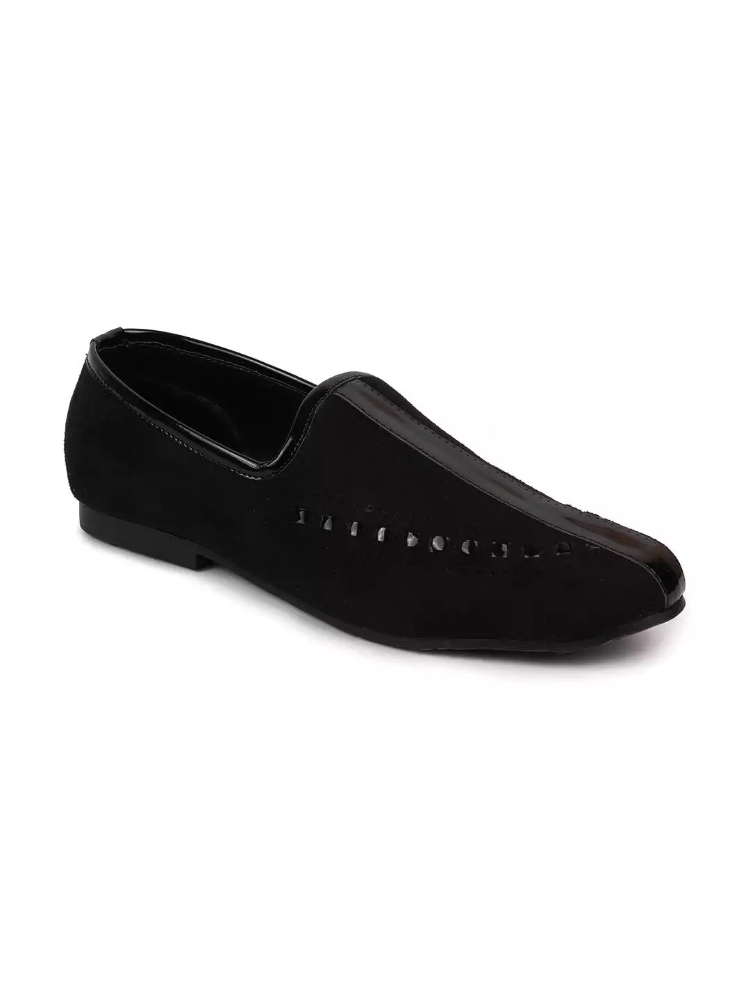 Men Ethnic Black Designer Party Wear Velvet Loafers