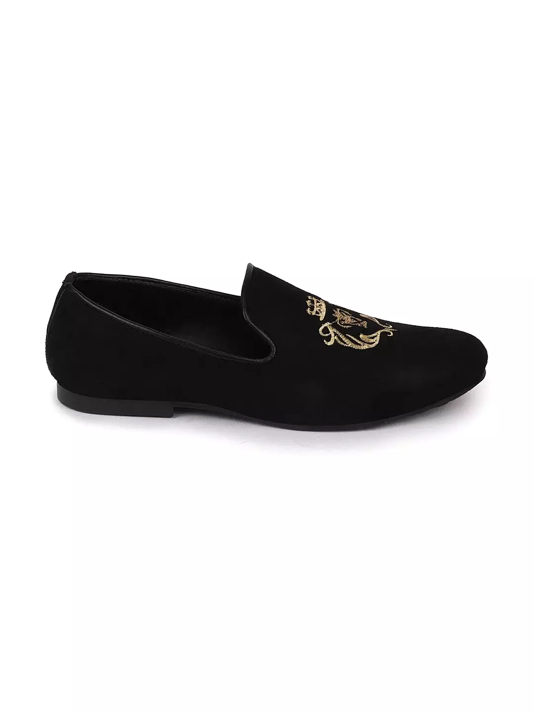 Men Ethnic Black Party Slip On Loafers