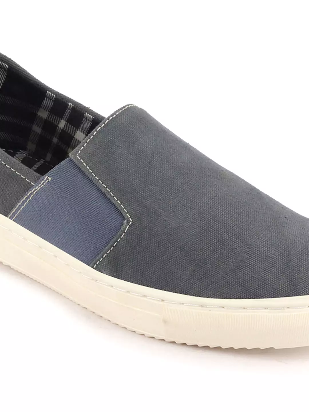 Men Grey Colorblocked Denim/Canvas Slip On Casual Loafer Shoes