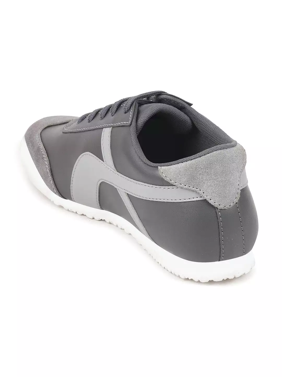 Men Grey Lace-Up Casual Trendy Fashion Outdoor Sneakers