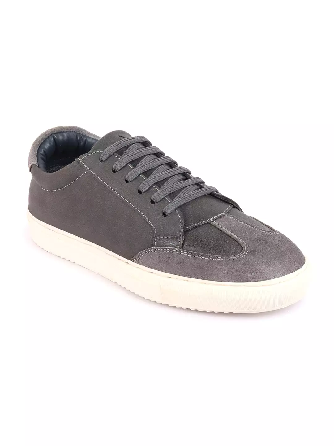 Men Grey Lace-Up Low Top Classic Sneakers Casual Shoes