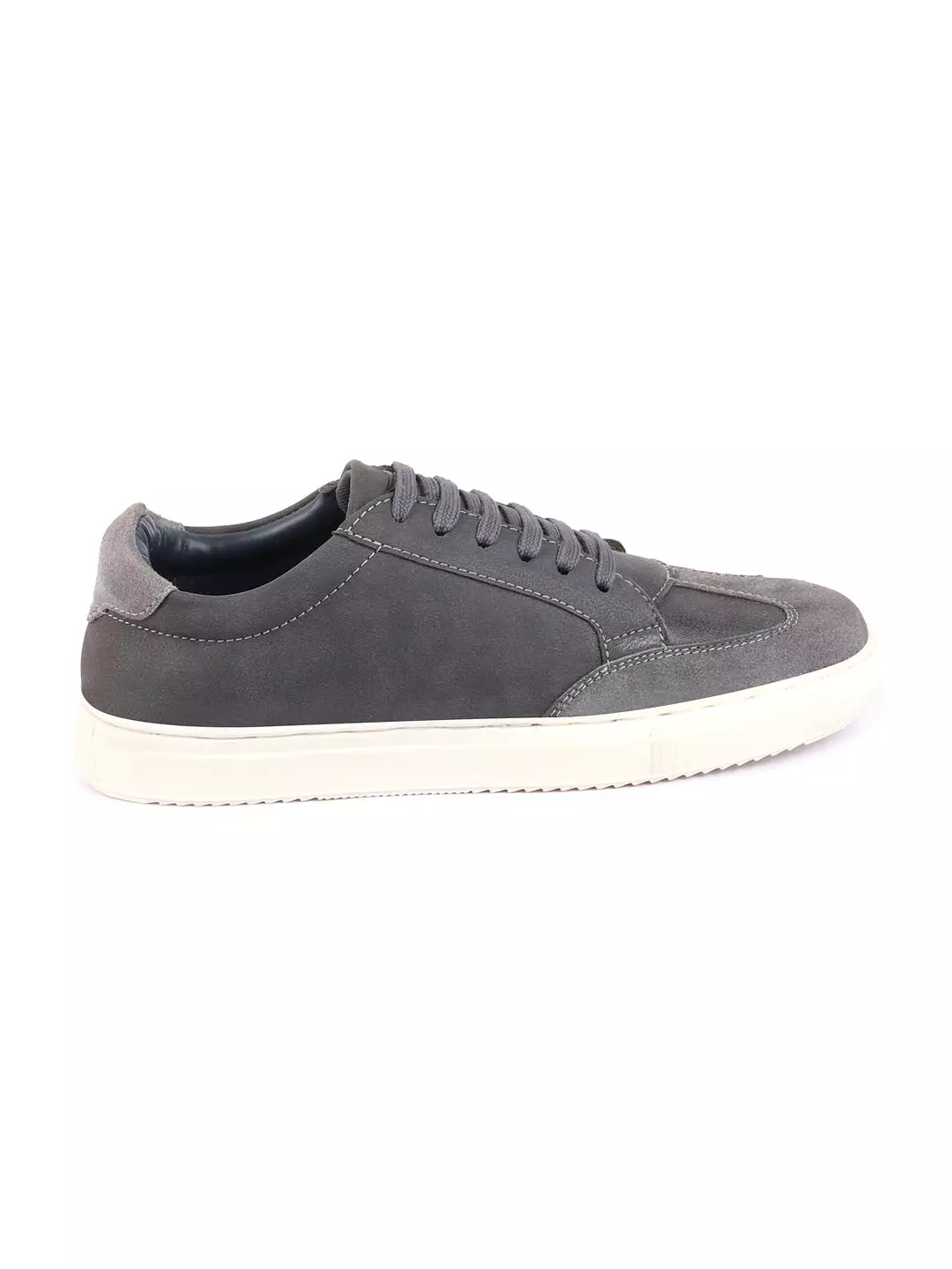 Men Grey Lace-Up Low Top Classic Sneakers Casual Shoes