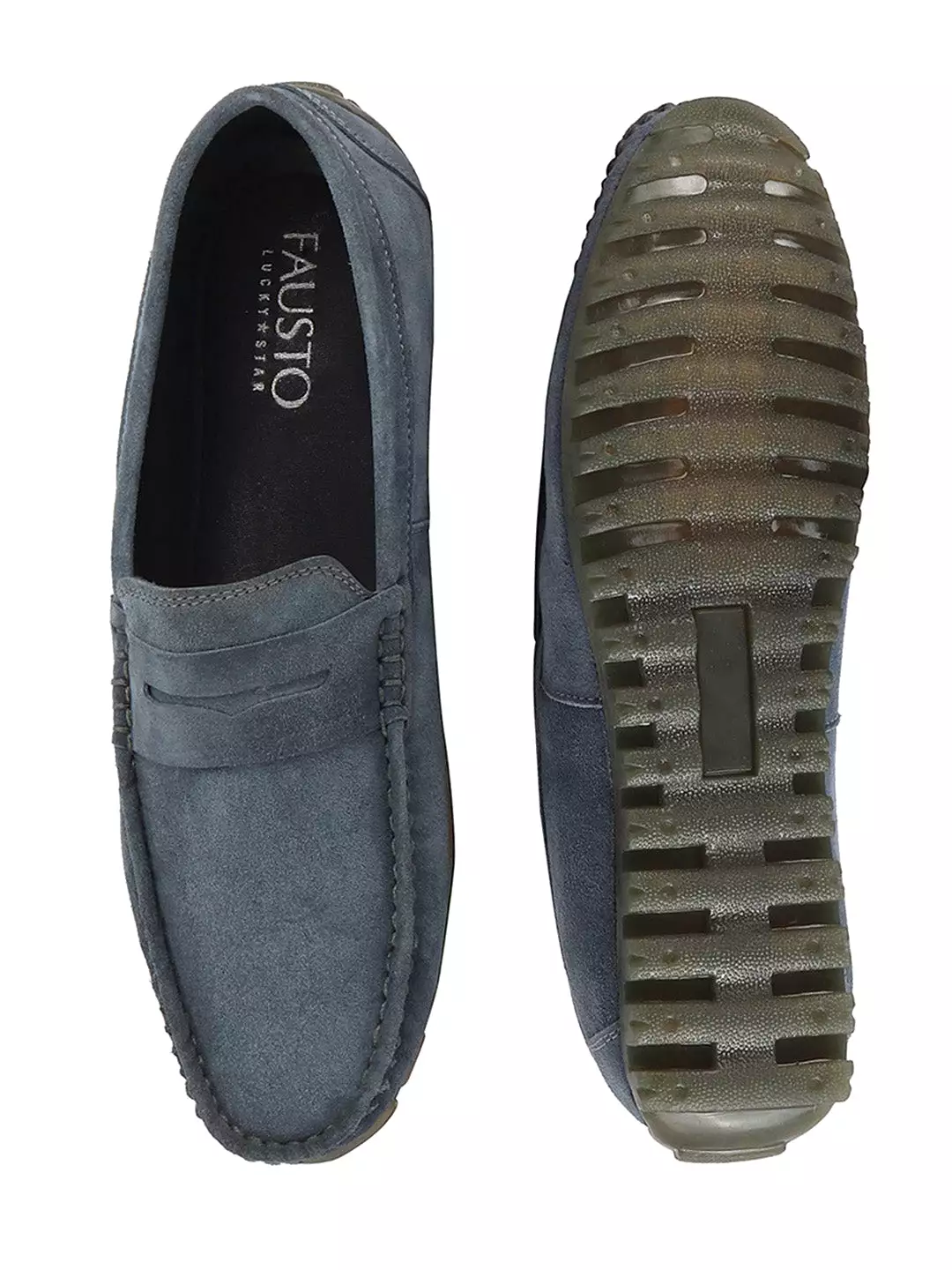 Men Grey Suede Leather Side Stitched Slip On Driving Loafers and Mocassin