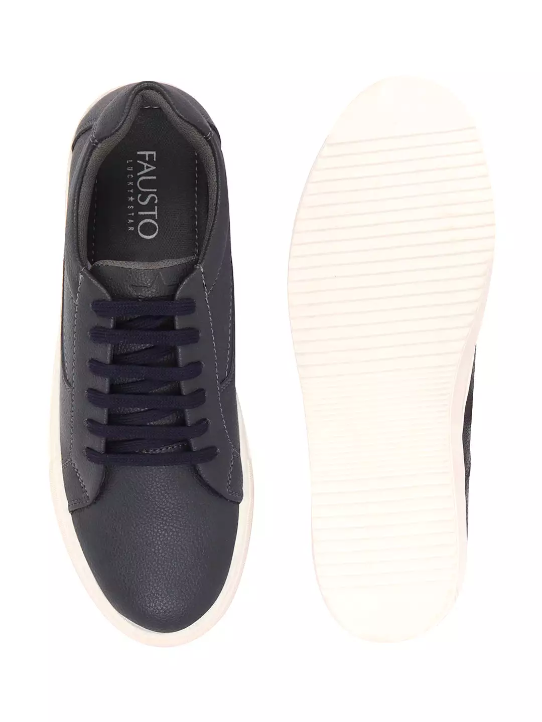 Men Navy Blue Classic Outdoor Lace Up Sneakers