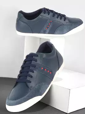 Men Navy Blue Classic Super Light Upper Soft Suede Leather Strap Lace Up Sneakers Shoes