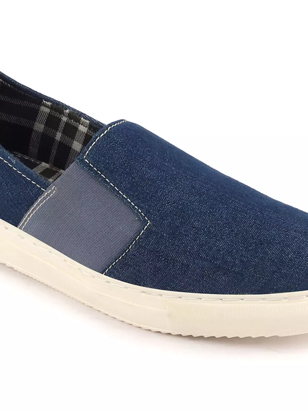 Men Navy Blue Colorblocked Denim/Canvas Slip On Casual Loafer Shoes