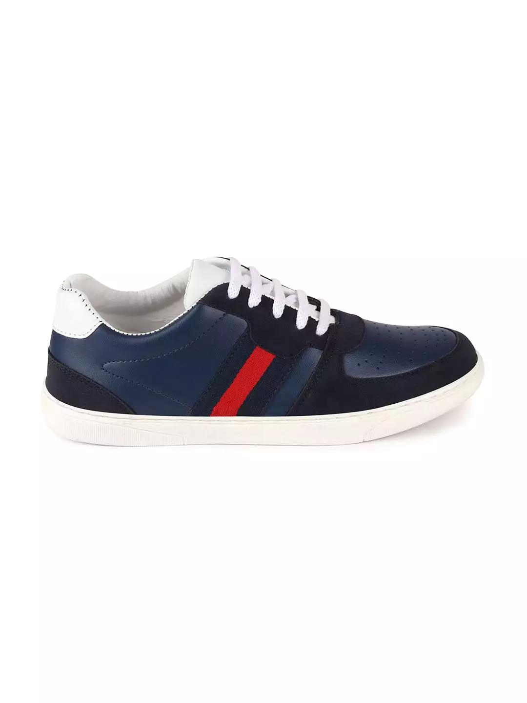 Men Navy Blue Lace Up Trendy Sneakers