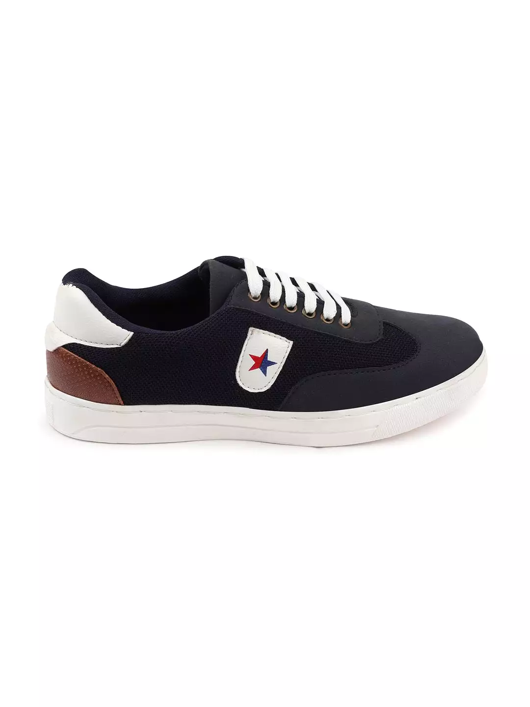 Men Navy Blue Trendy Lace Up Colorblocked Sneakers