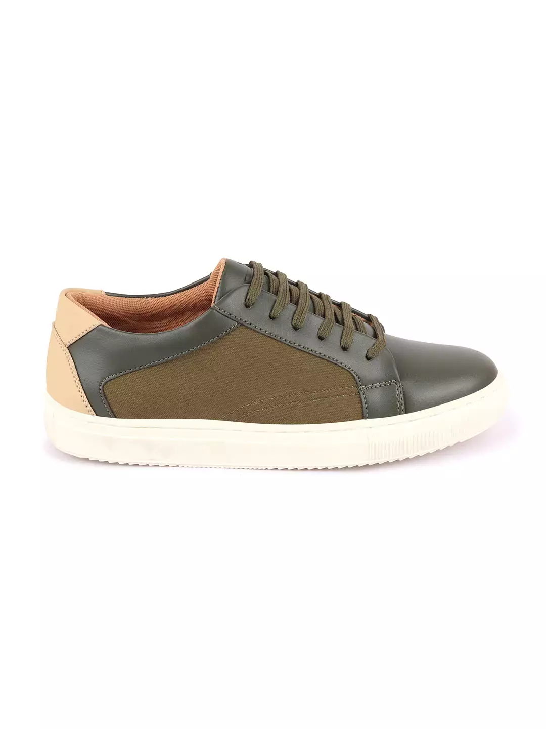 Men Olive Green Outdoor Classic Lace Up Sneakers Shoes