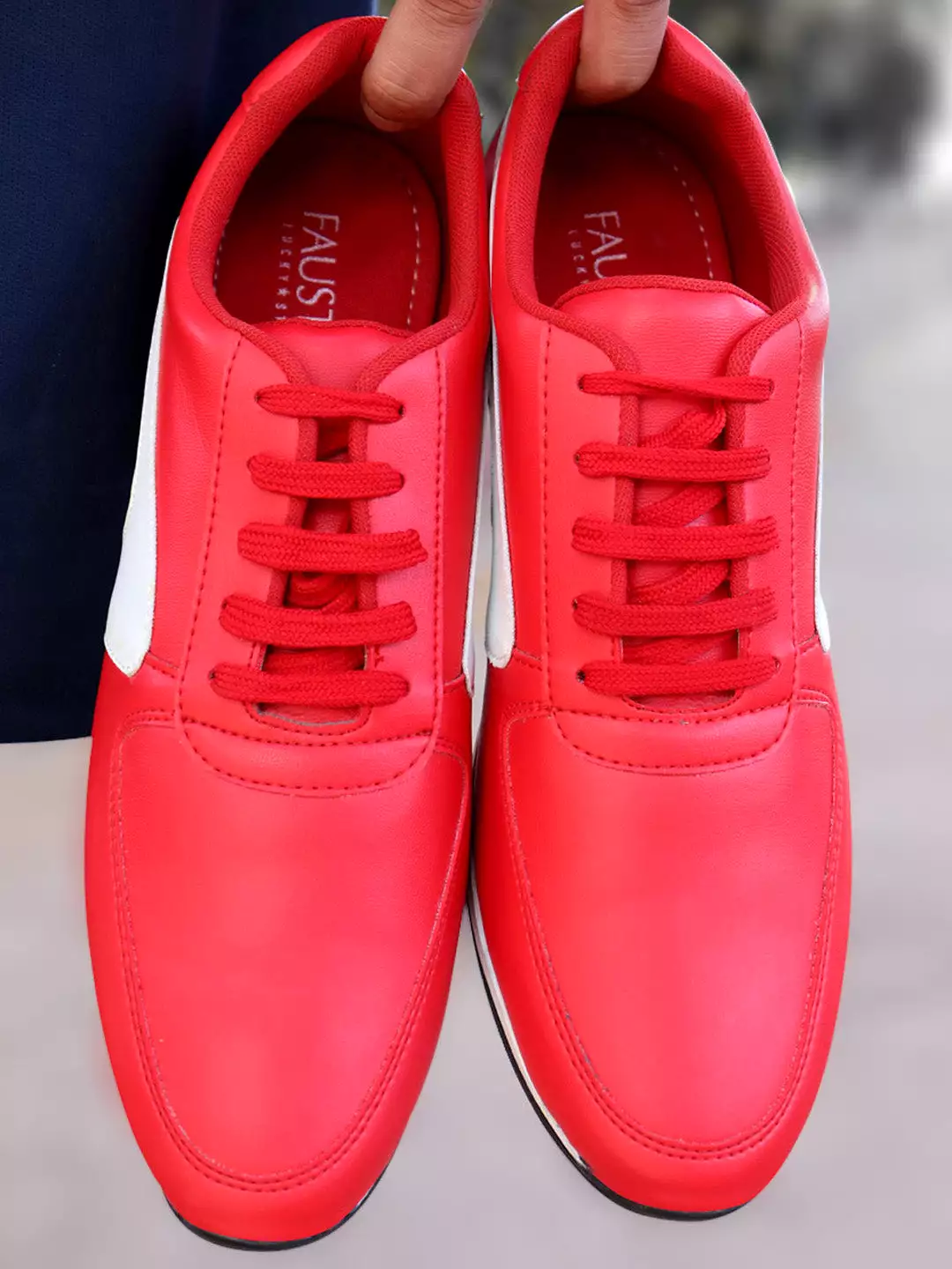 Men Red Trendy Lace Up Sneakers