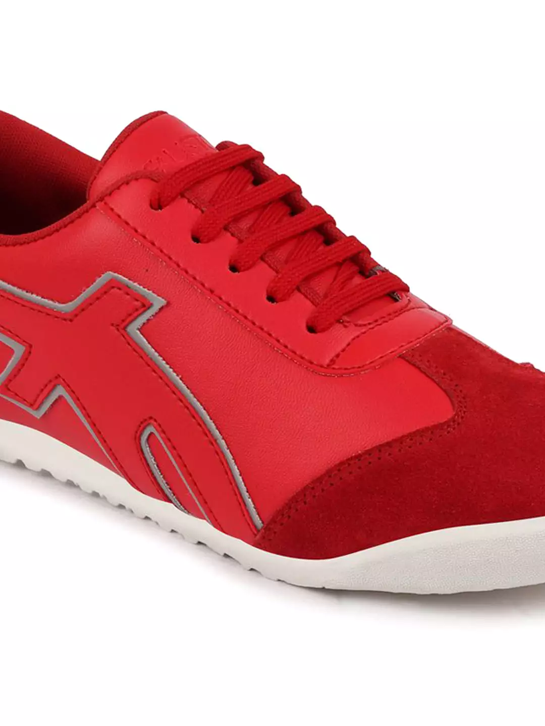 Men Red Trendy Lace Up Sneakers